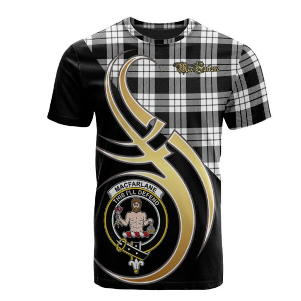 MacFarlane Black _ White Clan T-Shirt, Scottish Tartan MacFarlane Black _ White Clans T-Shirt Believe In Me Style