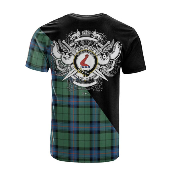 Armstrong Ancient Clan T-Shirt, Scottish Tartan Armstrong Ancient Clans T-Shirt Military Logo Style - Image 2