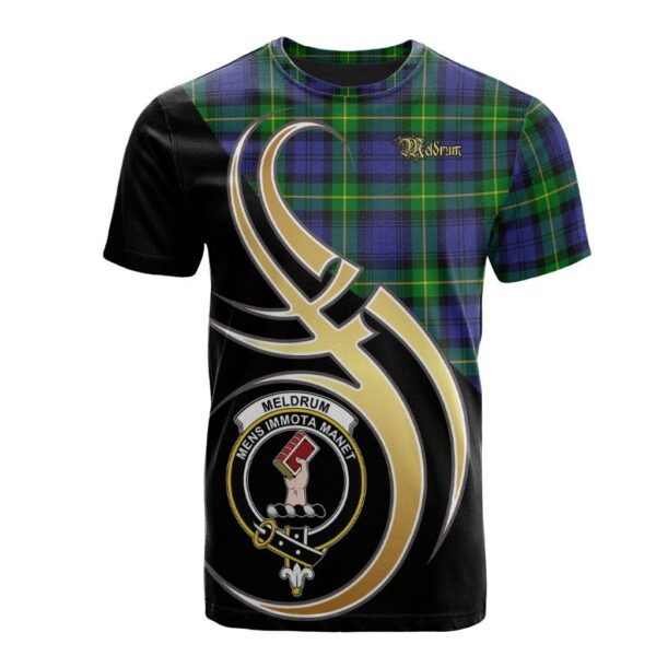 Meldrum Clan T-Shirt, Scottish Tartan Meldrum Clans T-Shirt Believe In Me Style