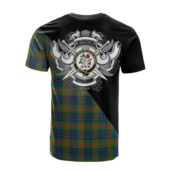 Aiton Clan T-Shirt, Scottish Tartan Aiton Clans T-Shirt Military Logo Style - Image 2