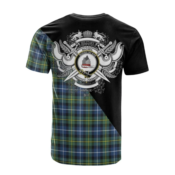 MacNeil of Barra Ancient Clan T-Shirt, Scottish Tartan MacNeil of Barra Ancient Clans T-Shirt Military Logo Style - Image 2