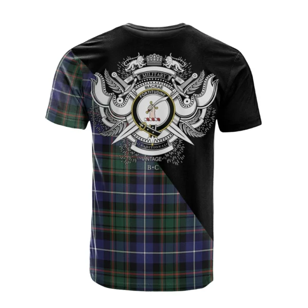 MacRae Hunting Modern Clan T-Shirt, Scottish Tartan MacRae Hunting Modern Clans T-Shirt Military Logo Style - Image 2