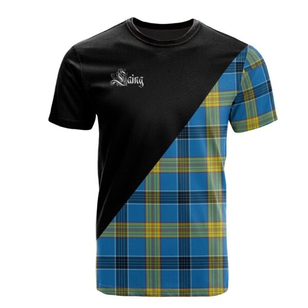 Laing Clan T-Shirt, Scottish Tartan Laing Clans T-Shirt Military Logo Style