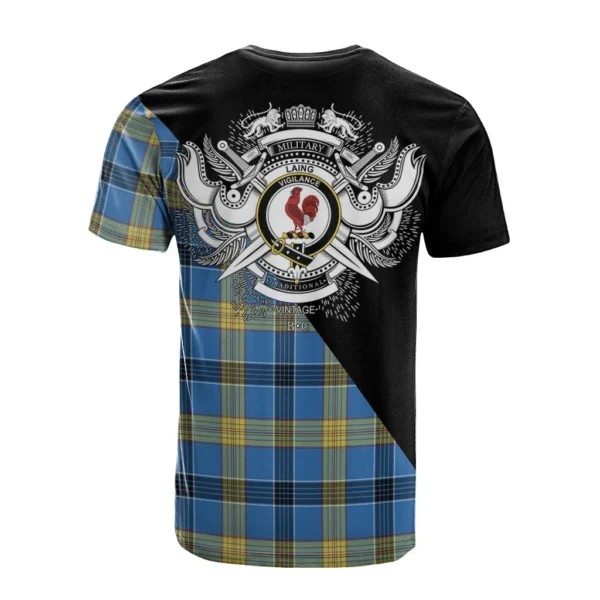 Laing Clan T-Shirt, Scottish Tartan Laing Clans T-Shirt Military Logo Style - Image 2