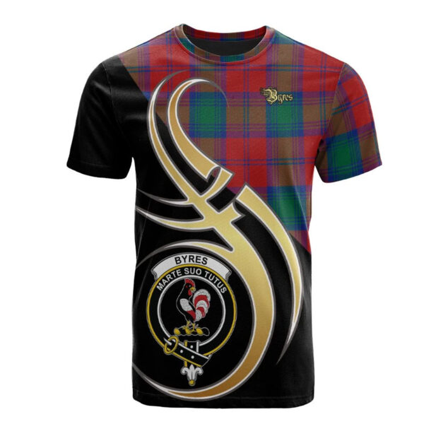 Byres Clan T-Shirt, Scottish Tartan Byres Clans T-Shirt Believe In Me Style