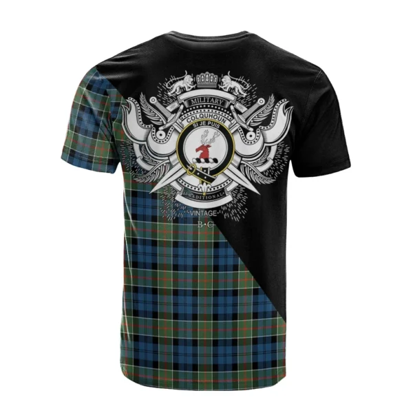 Colquhoun Ancient Clan T-Shirt, Scottish Tartan Colquhoun Ancient Clans T-Shirt Military Logo Style - Image 2