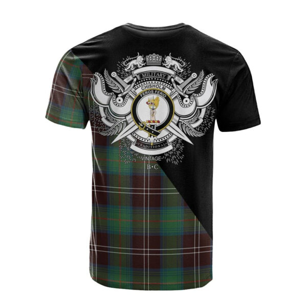 Chisholm Hunting Ancient Clan T-Shirt, Scottish Tartan Chisholm Hunting Ancient Clans T-Shirt Military Logo Style - Image 2