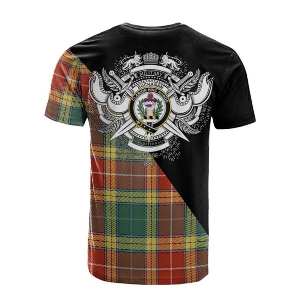 Buchanan Old Sett Clan T-Shirt, Scottish Tartan Buchanan Old Sett Clans T-Shirt Military Logo Style