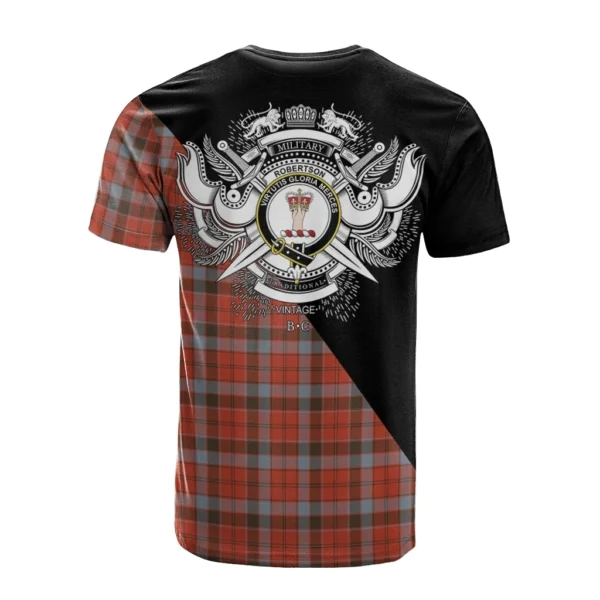 Robertson Weathered Clan T-Shirt, Scottish Tartan Robertson Weathered Clans T-Shirt Military Logo Style - Image 2