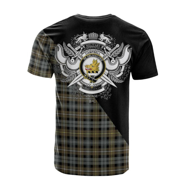 Campbell Argyll Weathered Clan T-Shirt, Scottish Tartan Campbell Argyll Weathered Clans T-Shirt Military Logo Style - Image 2