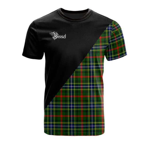 Bisset Clan T-Shirt, Scottish Tartan Bisset Clans T-Shirt Military Logo Style