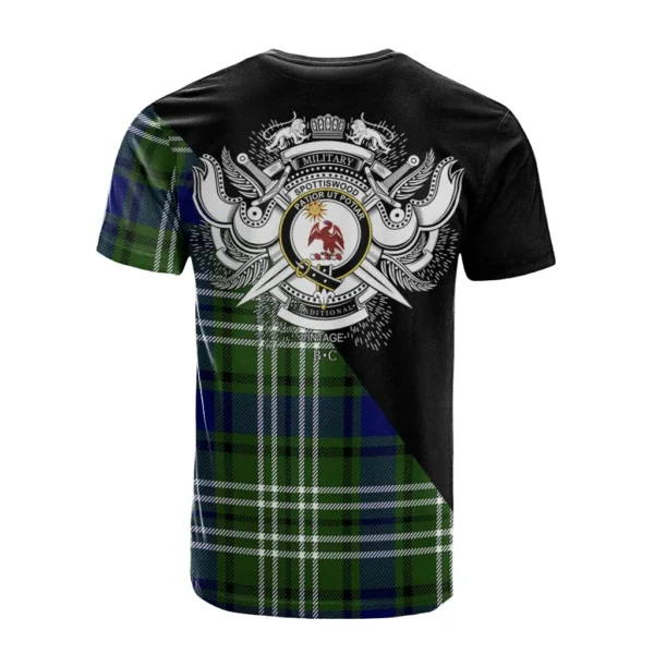 Spottiswood Clan T-Shirt, Scottish Tartan Spottiswood Clans T-Shirt Military Logo Style - Image 2