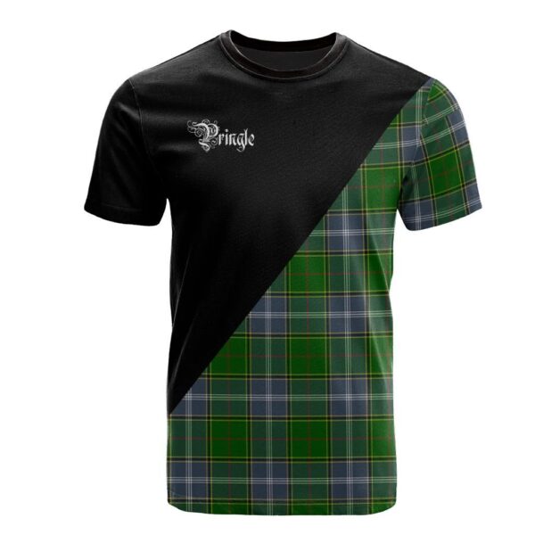 Pringle Clan T-Shirt, Scottish Tartan Pringle Clans T-Shirt Military Logo Style