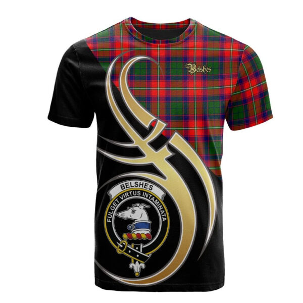 Belshes Clan T-Shirt, Scottish Tartan Belshes Clans T-Shirt Believe In Me Style