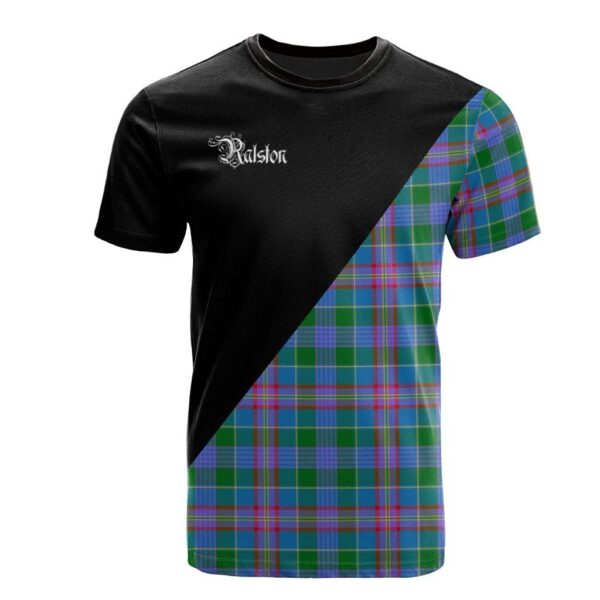 Ralston Clan T-Shirt, Scottish Tartan Ralston Clans T-Shirt Military Logo Style