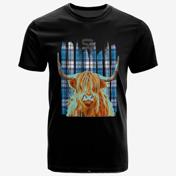 Roberton Clan T-Shirt, Scottish Tartan Roberton Clans T-Shirt Highland Cow Style - Image 2