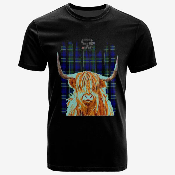 Arbuthnot Modern Clan T-Shirt, Scottish Tartan Arbuthnot Modern Clans T-Shirt Highland Cow Style - Image 2