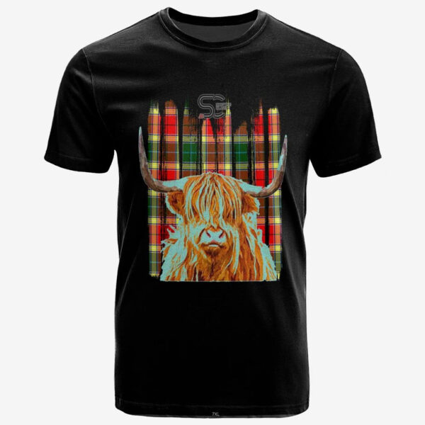 Gibson Clan T-Shirt, Scottish Tartan Gibson Clans T-Shirt Highland Cow Style - Image 2