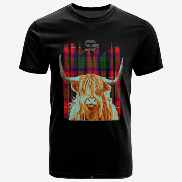 Wauchope Clan T-Shirt, Scottish Tartan Wauchope Clans T-Shirt Highland Cow Style - Image 2