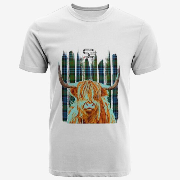 Newlands of Lauriston Clan T-Shirt, Scottish Tartan Newlands of Lauriston Clans T-Shirt Highland Cow Style