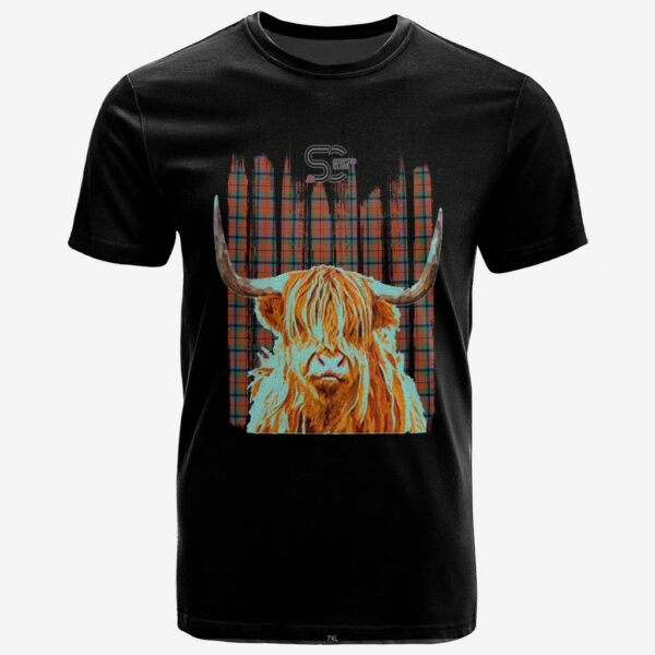 MacNaughton Ancient Clan T-Shirt, Scottish Tartan MacNaughton Ancient Clans T-Shirt Highland Cow Style - Image 2