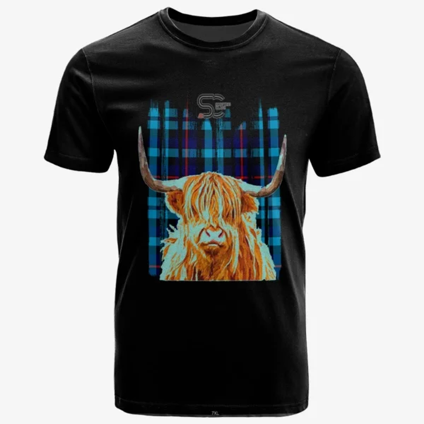 MacCorquodale Clan T-Shirt, Scottish Tartan MacCorquodale Clans T-Shirt Highland Cow Style - Image 2