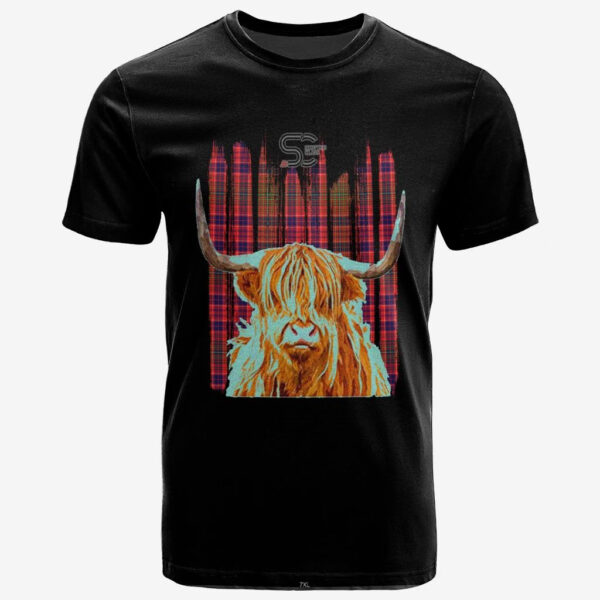 Lumsden Modern Clan T-Shirt, Scottish Tartan Lumsden Modern Clans T-Shirt Highland Cow Style - Image 2