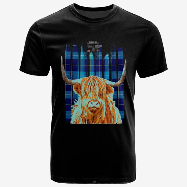 McKerrell Clan T-Shirt, Scottish Tartan McKerrell Clans T-Shirt Highland Cow Style - Image 2