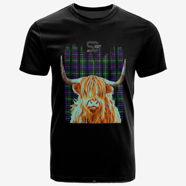 Inglis Modern Clan T-Shirt, Scottish Tartan Inglis Modern Clans T-Shirt Highland Cow Style - Image 2