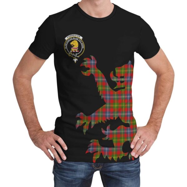 Forrester Clan T-shirt, Scottish Tartan Forrester Clans T-shirt Lion & Thistle Style