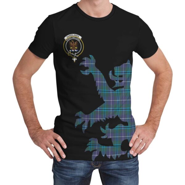 Sandilands Clan T-shirt, Scottish Tartan Sandilands Clans T-shirt Lion & Thistle Style