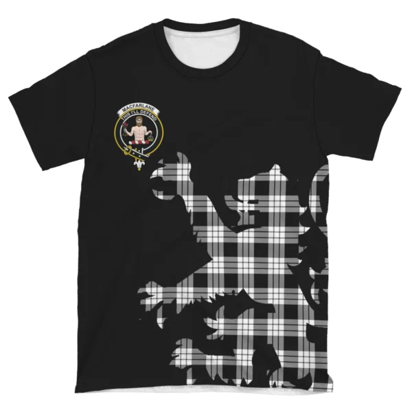 MacFarlane Black & White Clan T-shirt, Scottish Tartan MacFarlane Black & White Clans T-shirt Lion & Thistle Style - Image 4