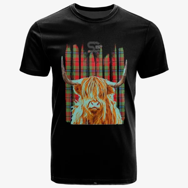 MacLean of Duart Modern Clan T-Shirt, Scottish Tartan MacLean of Duart Modern Clans T-Shirt Highland Cow Style - Image 2