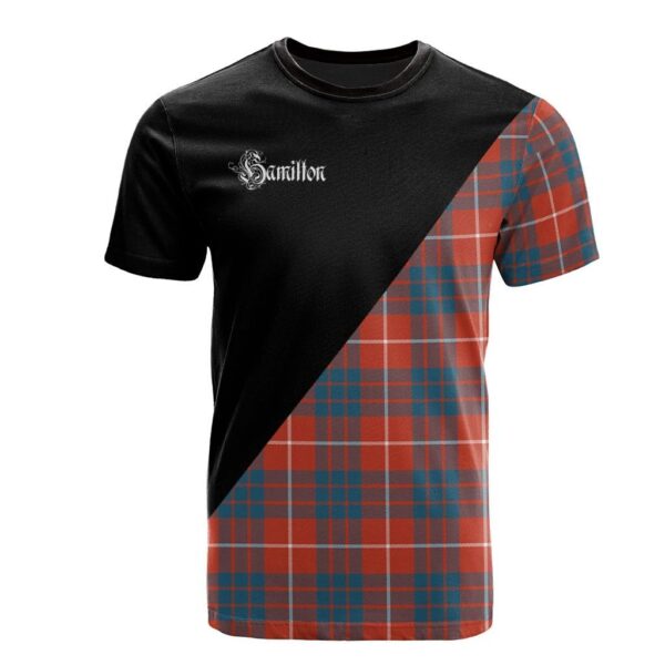 Hamilton Ancient Clan T-Shirt, Scottish Tartan Hamilton Ancient Clans T-Shirt Military Logo Style