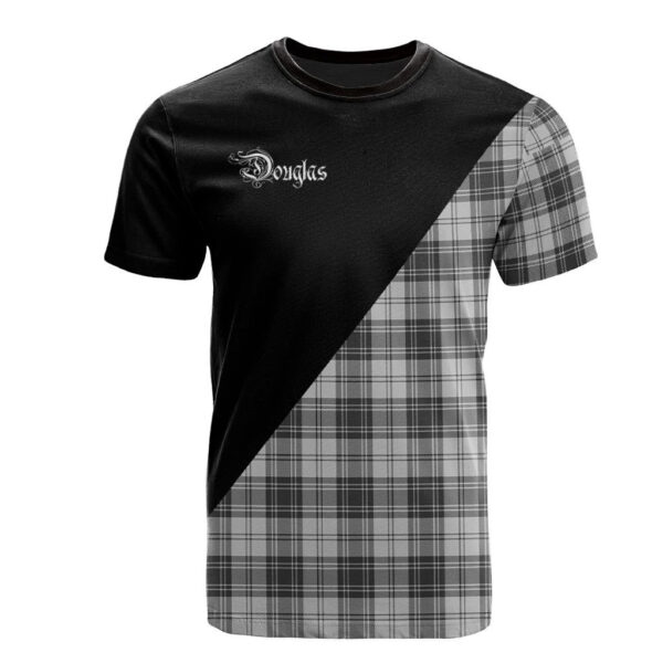 Douglas Grey Modern Clan T-Shirt, Scottish Tartan Douglas Grey Modern Clans T-Shirt Military Logo Style