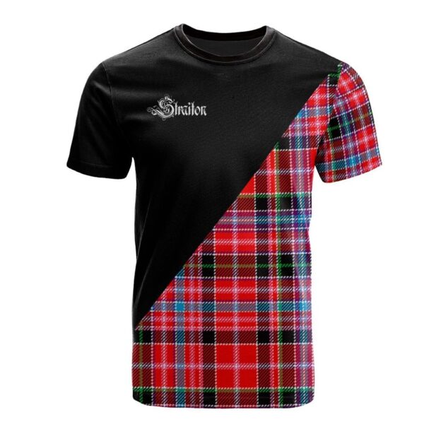 Straiton Clan T-Shirt, Scottish Tartan Straiton Clans T-Shirt Military Logo Style