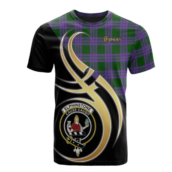 Elphinstone Clan T-Shirt, Scottish Tartan Elphinstone Clans T-Shirt Believe In Me Style