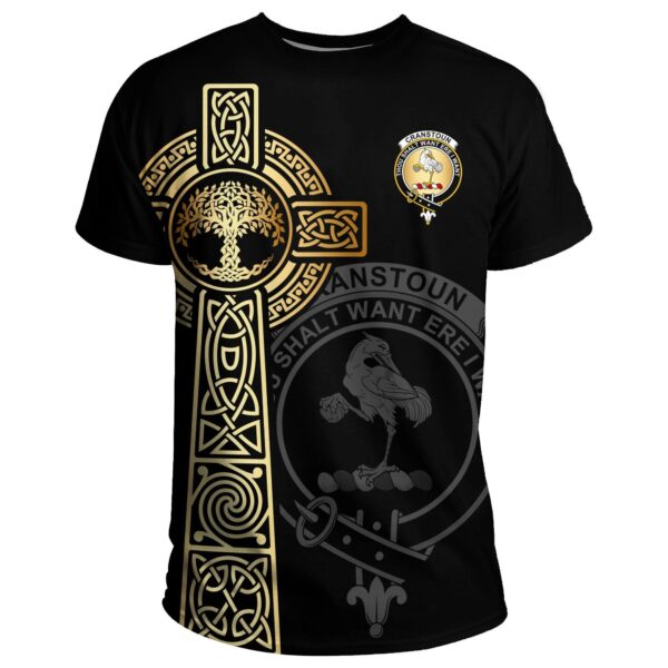 Cranstoun Clan T-shirt, Scottish Tartan Cranstoun Clans T-shirt Tree Of Life Style