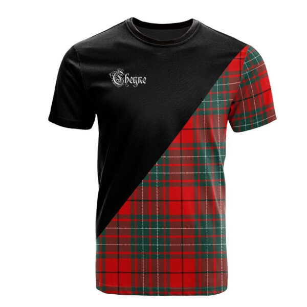 Cheyne Clan T-Shirt, Scottish Tartan Cheyne Clans T-Shirt Military Logo Style