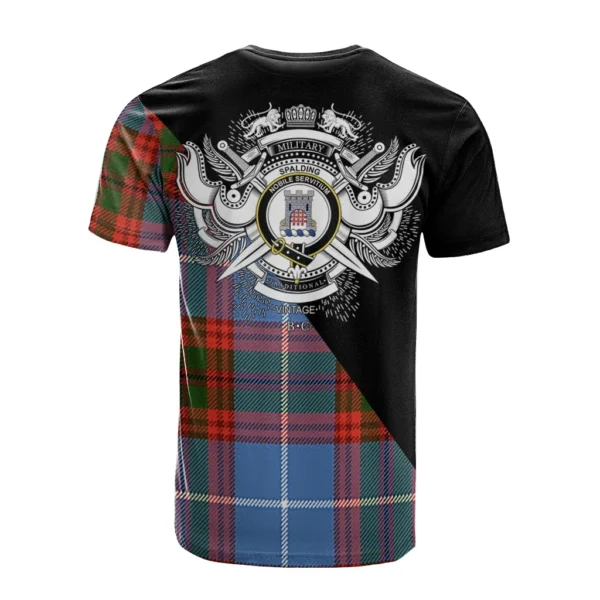 Spalding Clan T-Shirt, Scottish Tartan Spalding Clans T-Shirt Military Logo Style - Image 2