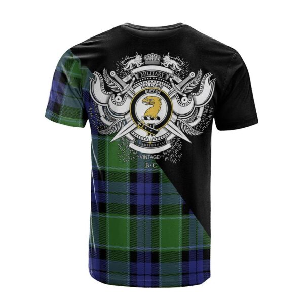 Haldane Clan T-Shirt, Scottish Tartan Haldane Clans T-Shirt Military Logo Style - Image 2