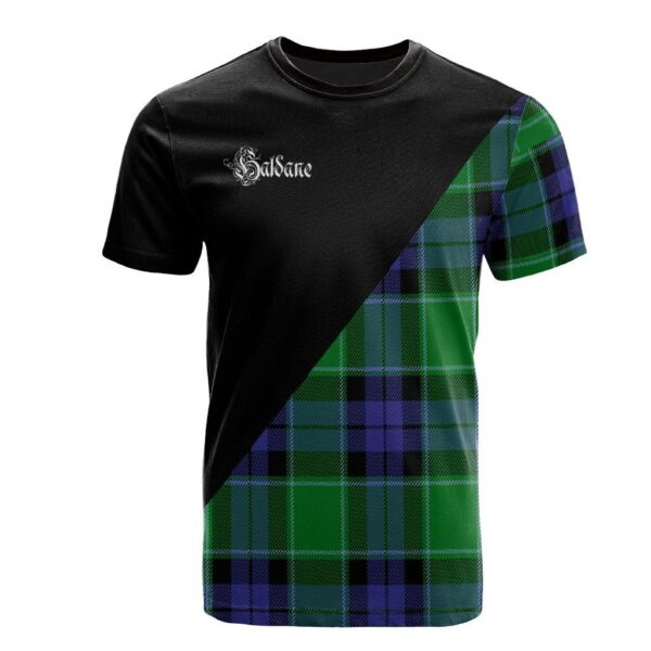 Haldane Clan T-Shirt, Scottish Tartan Haldane Clans T-Shirt Military Logo Style