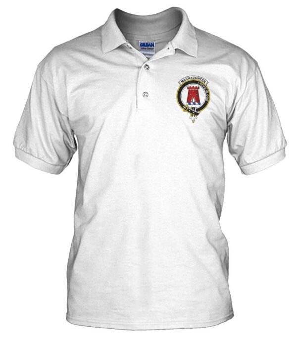 MacNaughten Clan Polo Shirt, Scottish Tartan MacNaughten Clans Polo Shirt Badge Style