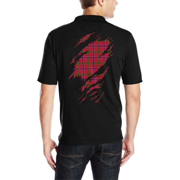 MacRae Clan Polo Shirt, Scottish Tartan MacRae Clans Polo Shirt Full Black Style - Image 2