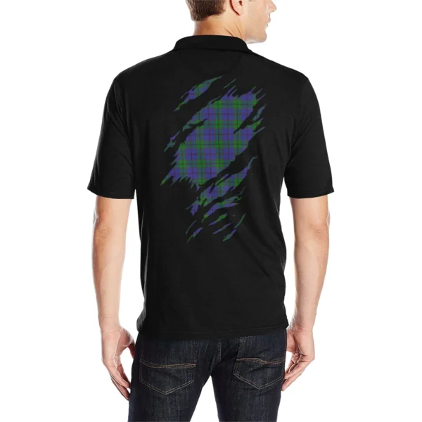 Strachan Clan Polo Shirt, Scottish Tartan Strachan Clans Polo Shirt Full Black Style - Image 2