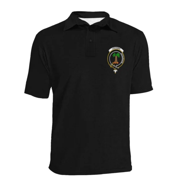 Crosbie (or Crosby) Clan Polo Shirt, Scottish Tartan Crosbie (or Crosby) Clans Polo Shirt Full Black Style - Image 3