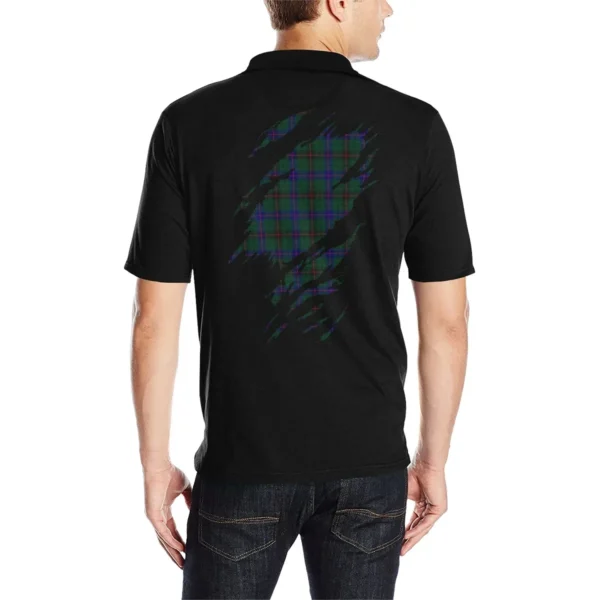 Davidson Clan Polo Shirt, Scottish Tartan Davidson Clans Polo Shirt Full Black Style - Image 2