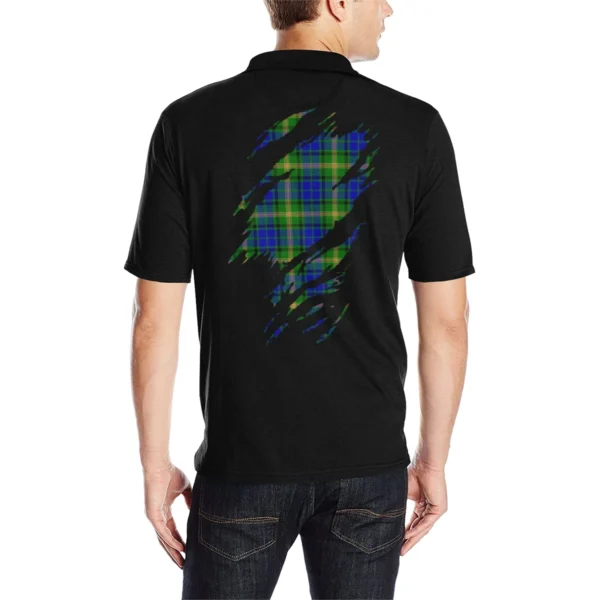 Maitland Clan Polo Shirt, Scottish Tartan Maitland Clans Polo Shirt Full Black Style - Image 2