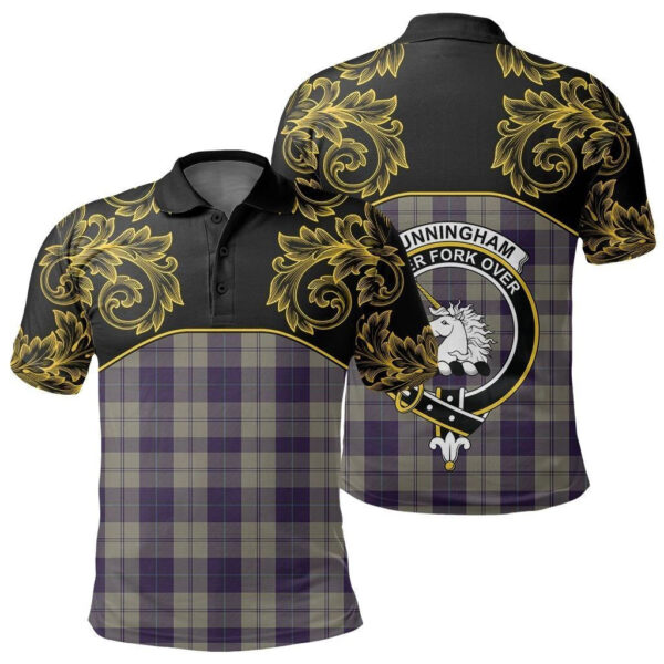 Cunningham Dress Blue Dancers Clan Polo Shirt, Scottish Tartan Cunningham Dress Blue Dancers Clans Polo Shirt Empire Style