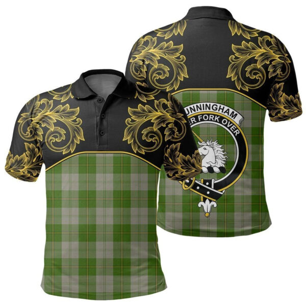 Cunningham Dress Green Dancers Clan Polo Shirt, Scottish Tartan Cunningham Dress Green Dancers Clans Polo Shirt Empire Style